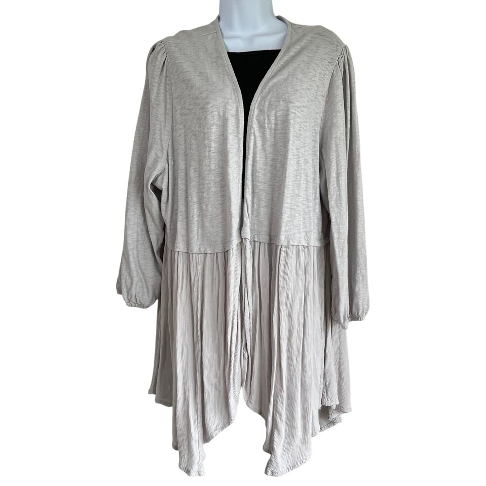 Torrid Womens Mixed Fabric Hanky Hem Kimono‎ Stone Gray Size 3 Asymmetrical